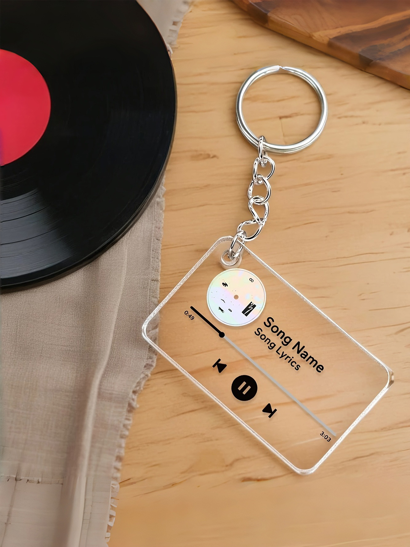 Custom Music Player Acrylic Keychain Personalized Photo Keychain Custom Song Engraved Keychain